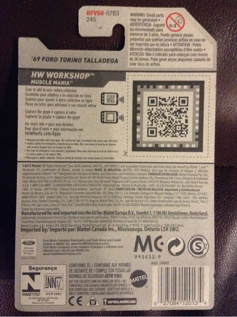 5/10 ’69 Ford Torino Talladega - 2014 - HW Workshop - Muscle Mania toy car collectible - Main Image 2
