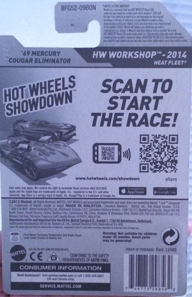 69 Mercury Cougar Eliminator - HW Workshop - 2014 Heat Fleet toy car collectible - Main Image 2