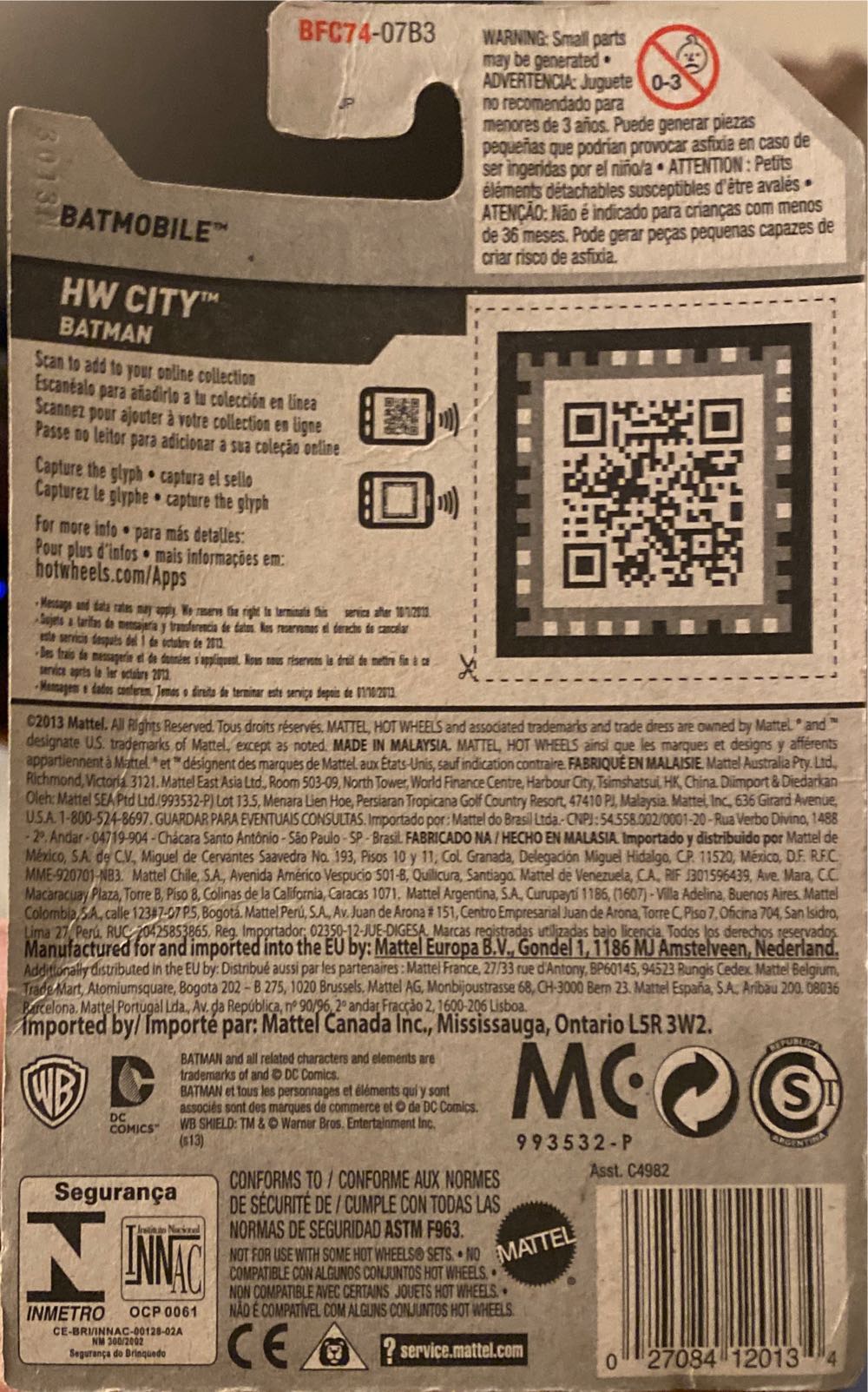 HW Batmobile Affinity HW City - ‘13 HW City toy car collectible - Main Image 2