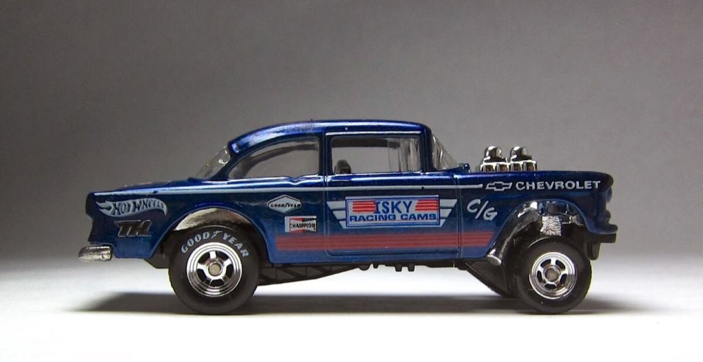 ’55 Chevy Belair Gasser - ’17 HW Flames toy car collectible - Main Image 2