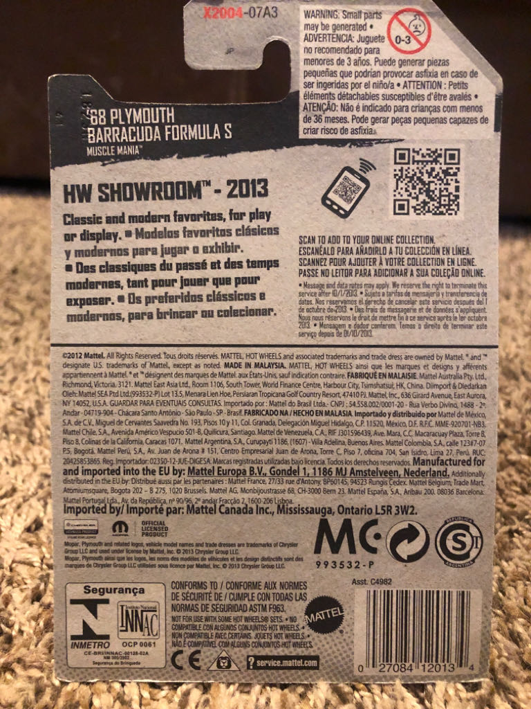 1968 Plymouth Barracuda Formula S - HW Flames toy car collectible - Main Image 2