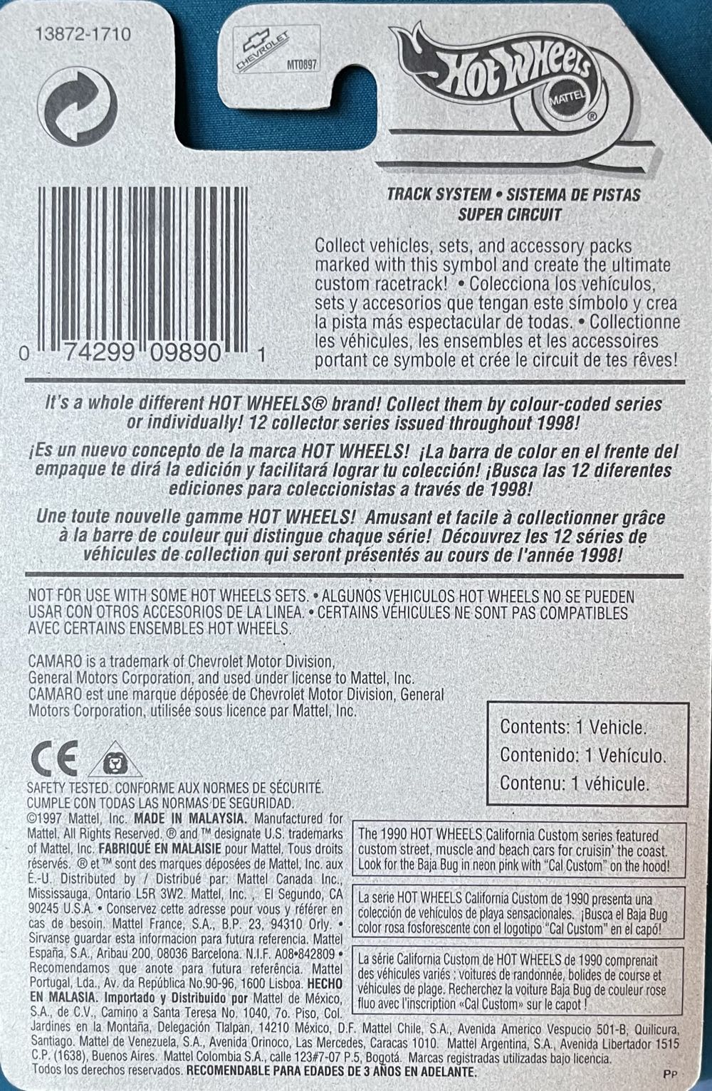 ‘67 Camaro - 1996 - MAINLINE toy car collectible - Main Image 2