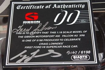 Craig Lowndes 2001 Ford Falcon Gibson Motorsport - V8 Supercars toy car collectible - Main Image 2