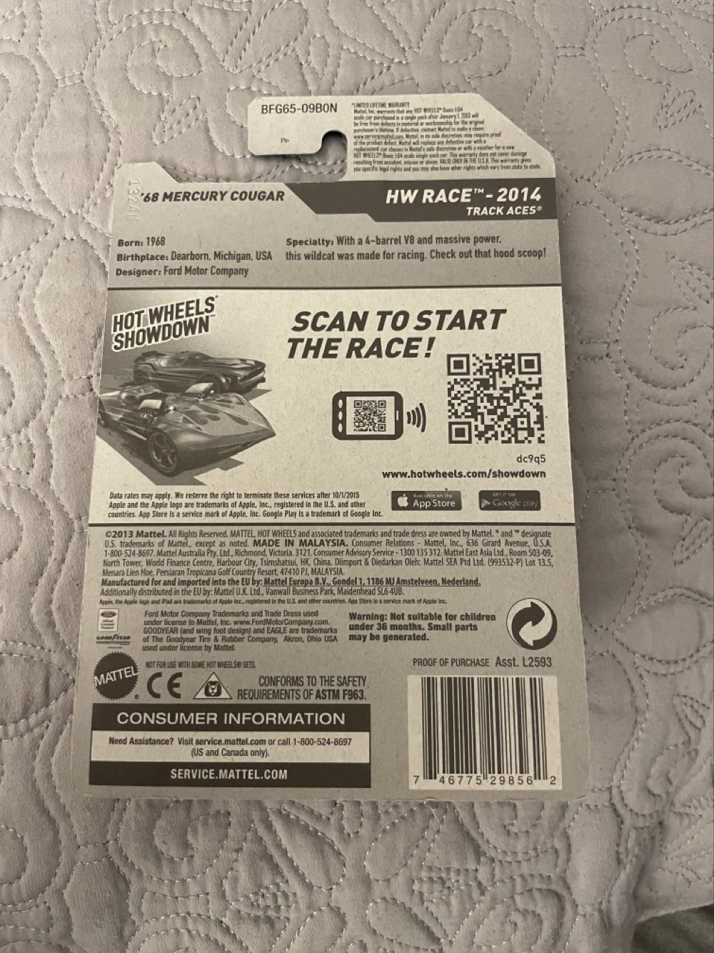 ’68 Mercury Cougar - HW Race: Track Aces toy car collectible - Main Image 2