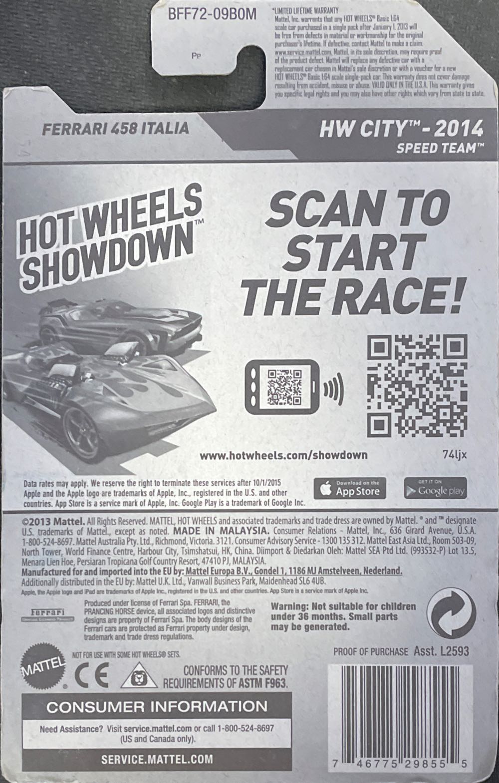 2009 Ferrari 458 Italia - HW City: Speed Team toy car collectible - Main Image 2