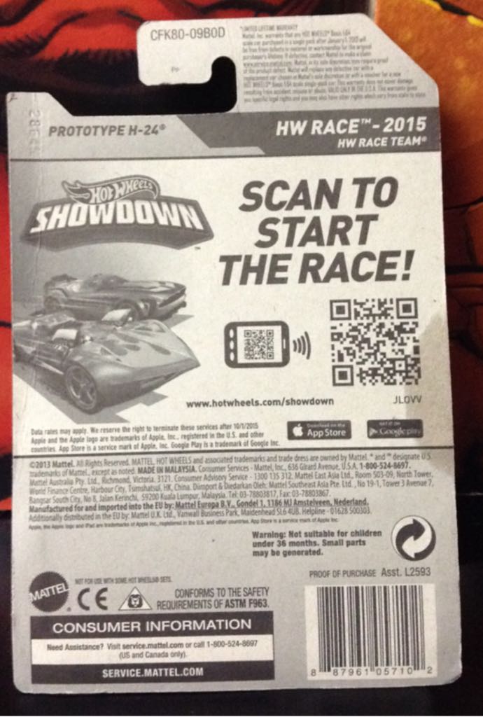 Hotwheels Prototype H-24 - 2015 HW Race toy car collectible - Main Image 2