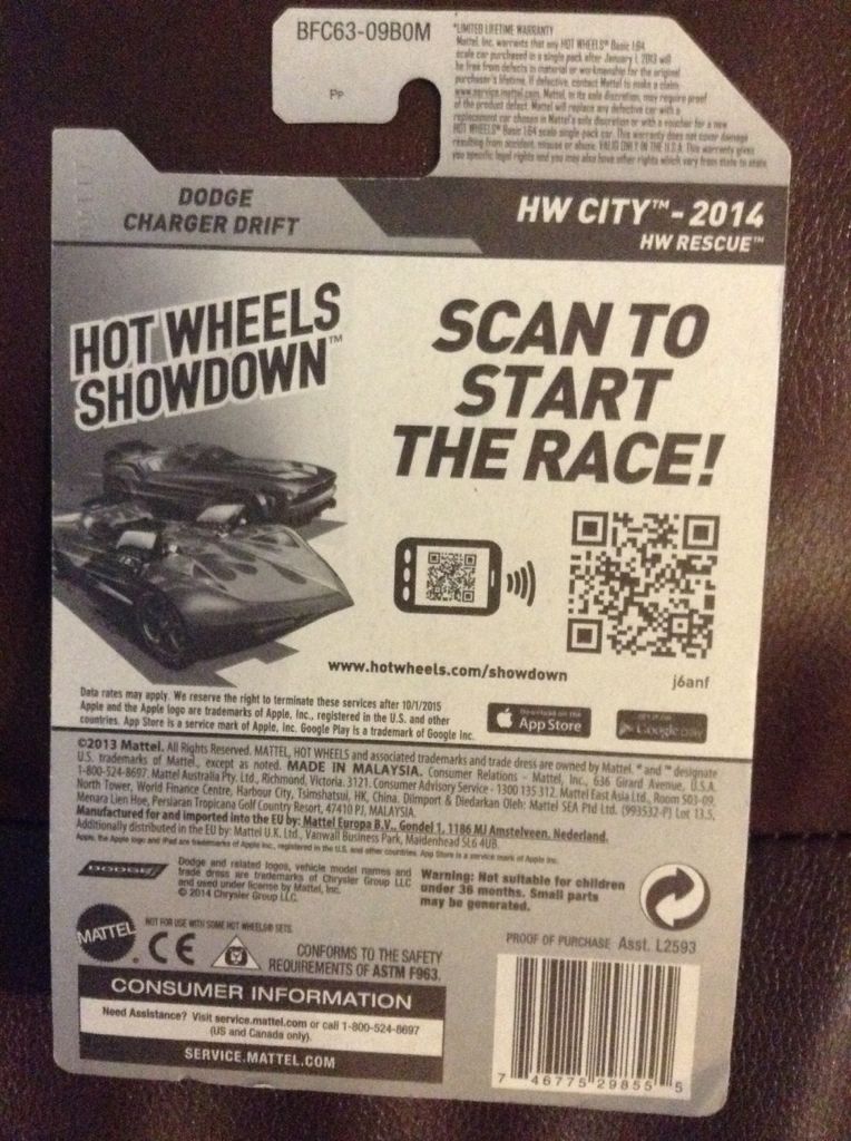 2007 Dodge Charger Drift (Police) - HW City: HW Rescue toy car collectible - Main Image 2