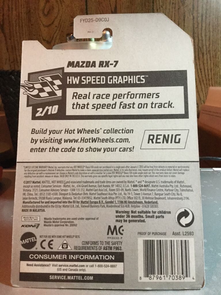 Mazda RX-7 - HW Speed Graphics toy car collectible - Main Image 2