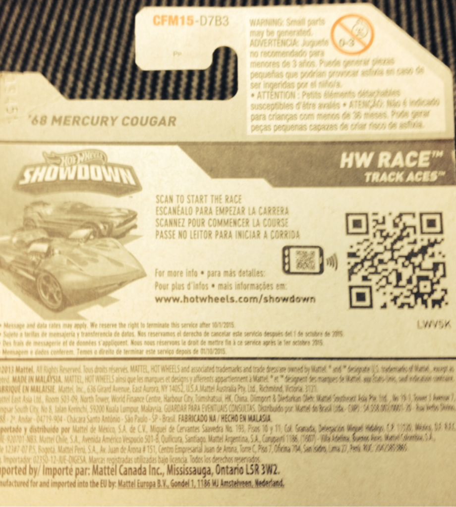 1968 Mercury Cougar (2014) - HW Race: Track Aces toy car collectible - Main Image 2