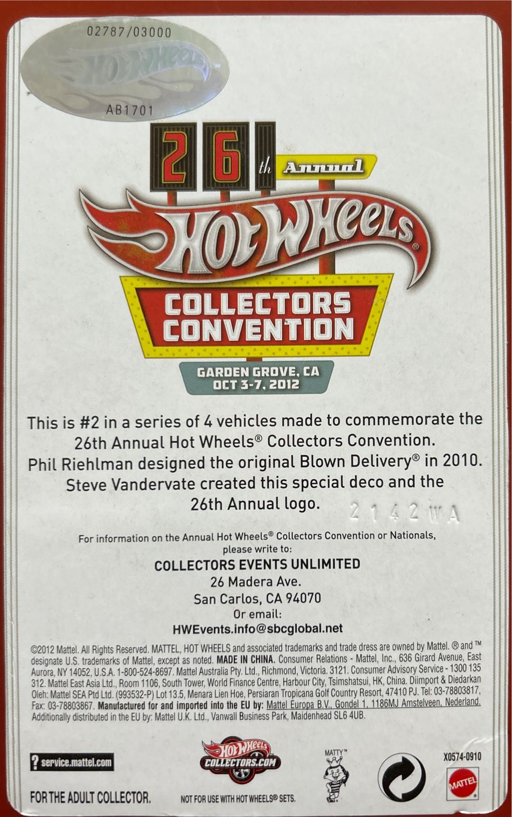 Blown Delivery - 26th Annual Collectors Convention toy car collectible - Main Image 2