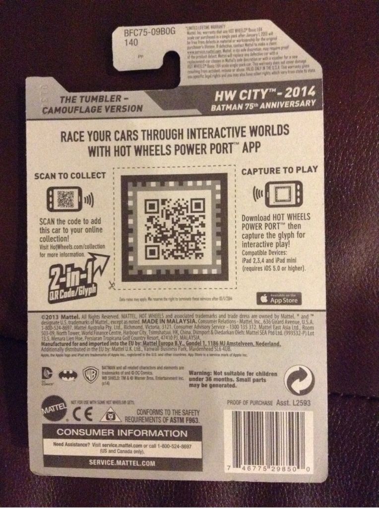 The Tumbler-camouflage - 2014 HW City - Batman 75th Anniversary toy car collectible - Main Image 2