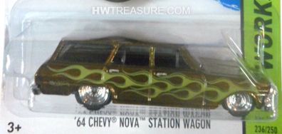 6/10 ’64 Chevy Nova Station Wagon (STH) - 2014 - HW Workshop - Muscle Mania toy car collectible - Main Image 2