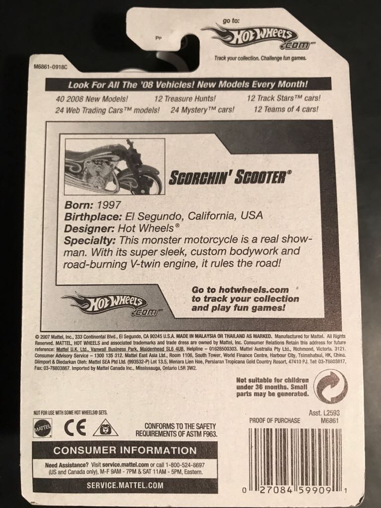 Scorchin Scooter 🛵 ‘07 - TEAM: Custom Bikes toy car collectible - Main Image 2