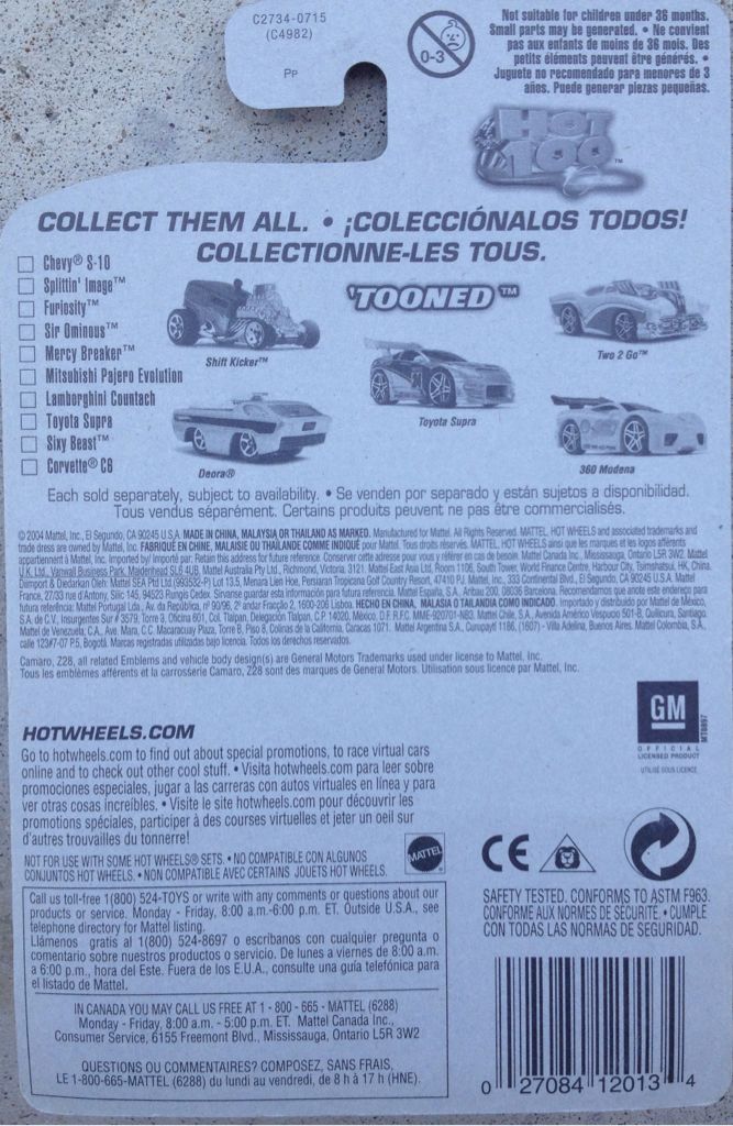 ’Tooned Camaro Z28 - ’Tooned toy car collectible - Main Image 2