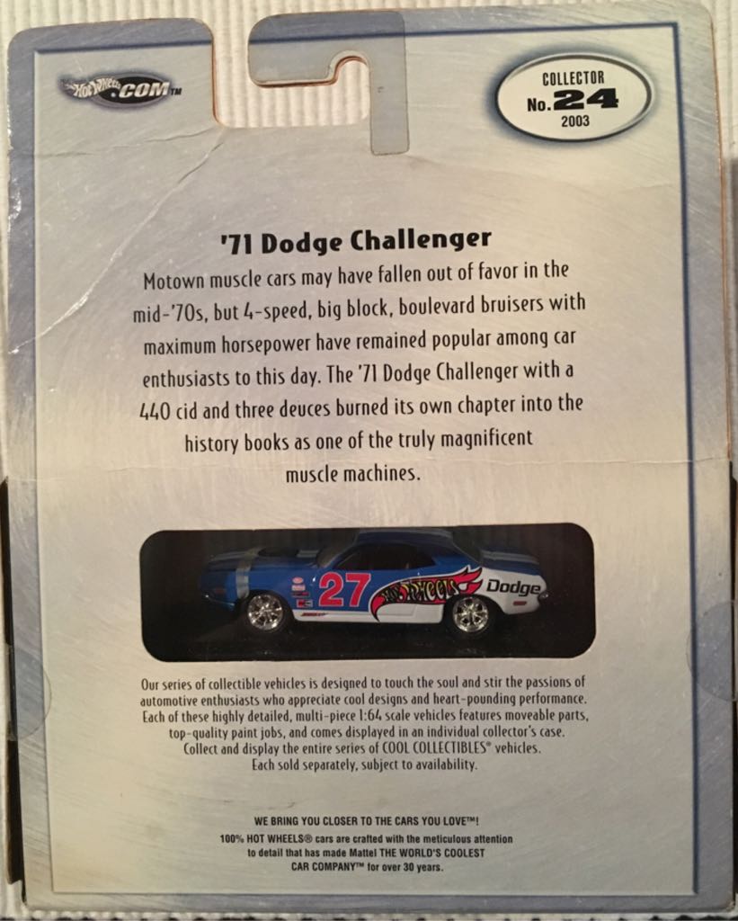 ’71 Dodge Challenger - 100 % Hot Wheels toy car collectible - Main Image 2