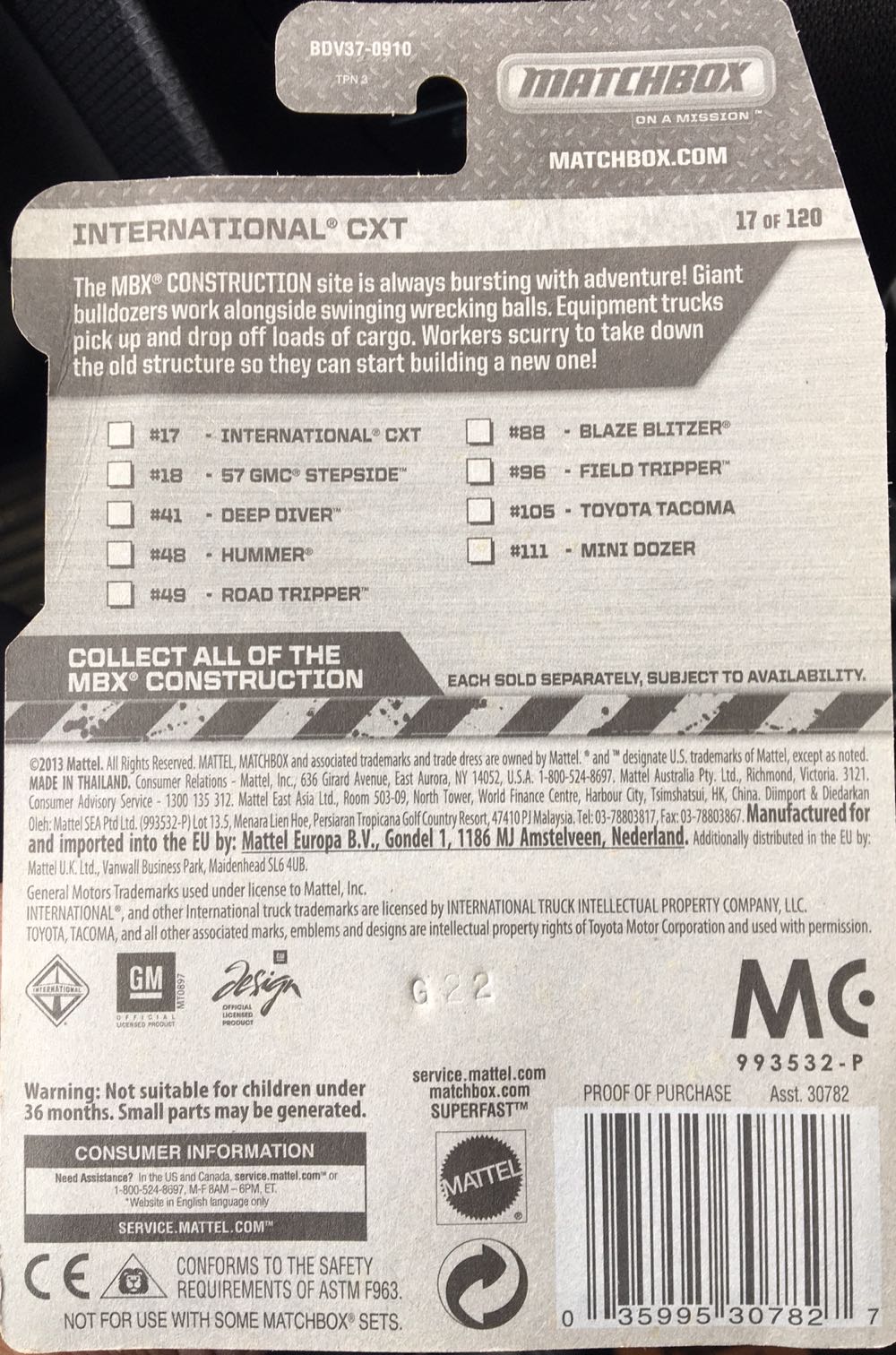 International CXT - 2014 MBX Construction toy car collectible - Main Image 2