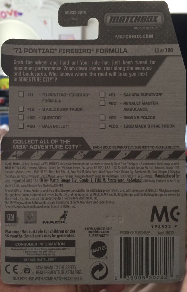 ’71 Pontiac Firebird Formula  - MBX Adventure City toy car collectible - Main Image 2