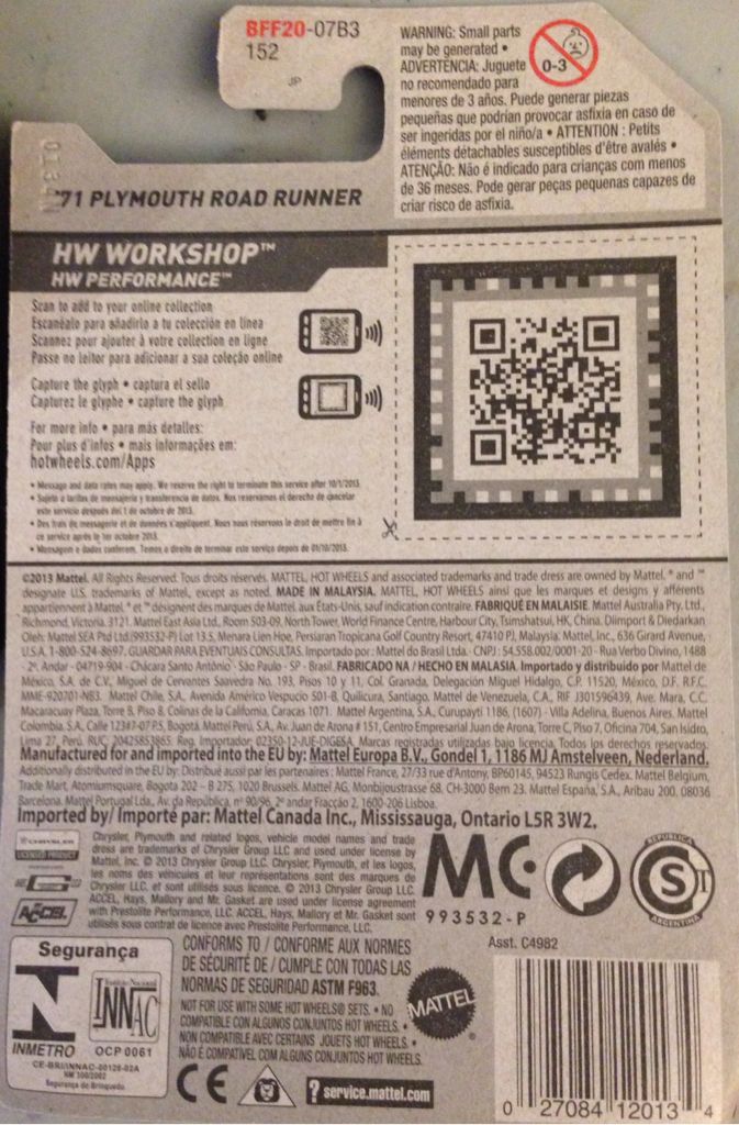 ’71 Plymount Road Runner - 2014 HW Workshop toy car collectible - Main Image 2