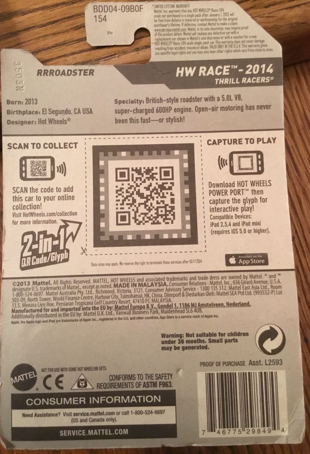 RRRoadster - 2014 - HW Race - Thrill Racers toy car collectible - Main Image 3