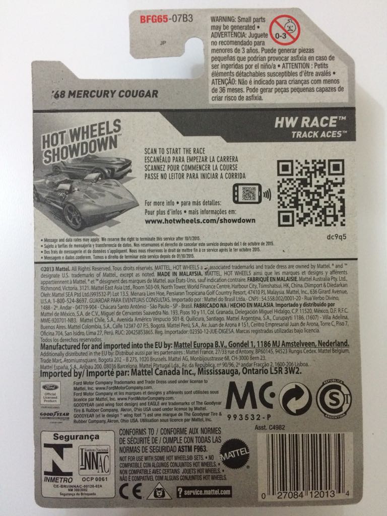 1968 Mercury Cougar (2014) - HW Race: Track Aces toy car collectible - Main Image 2