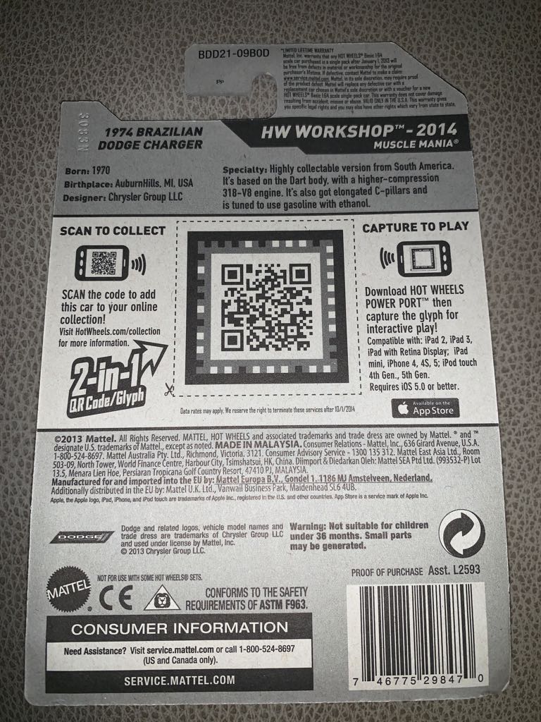 1974 Brazilian Dodge Charger BDD21 - Hw Workshop -2014 Muscle Mania toy car collectible - Main Image 2