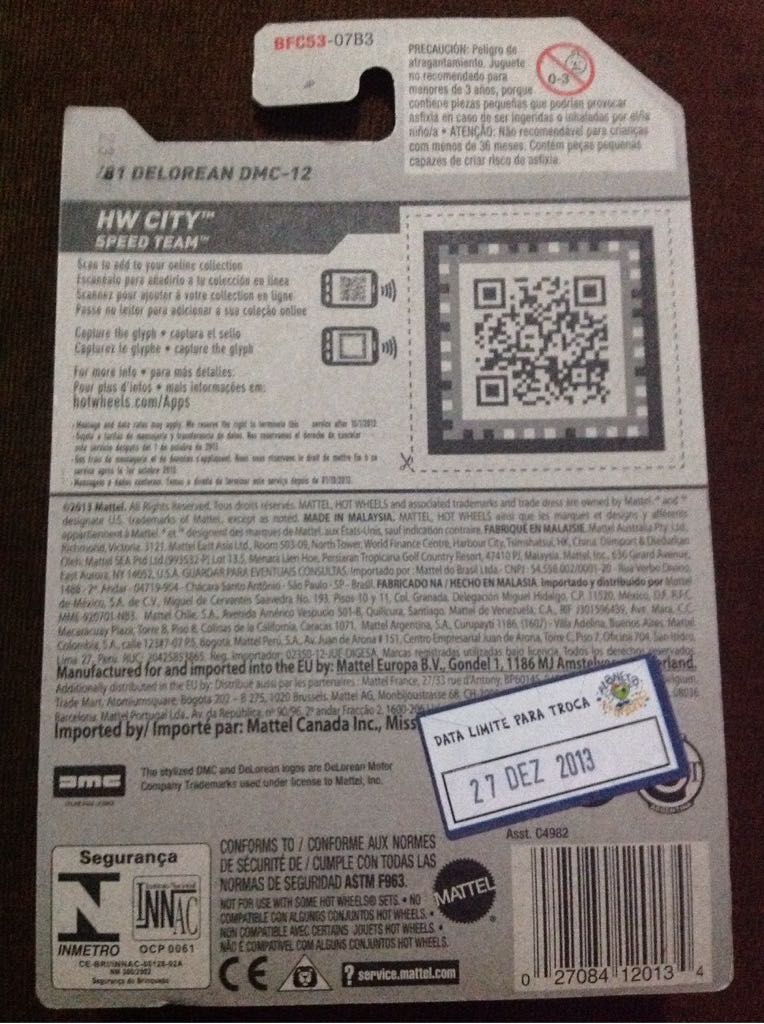 81 Delorean Silver - HW City Speed Team toy car collectible - Main Image 2