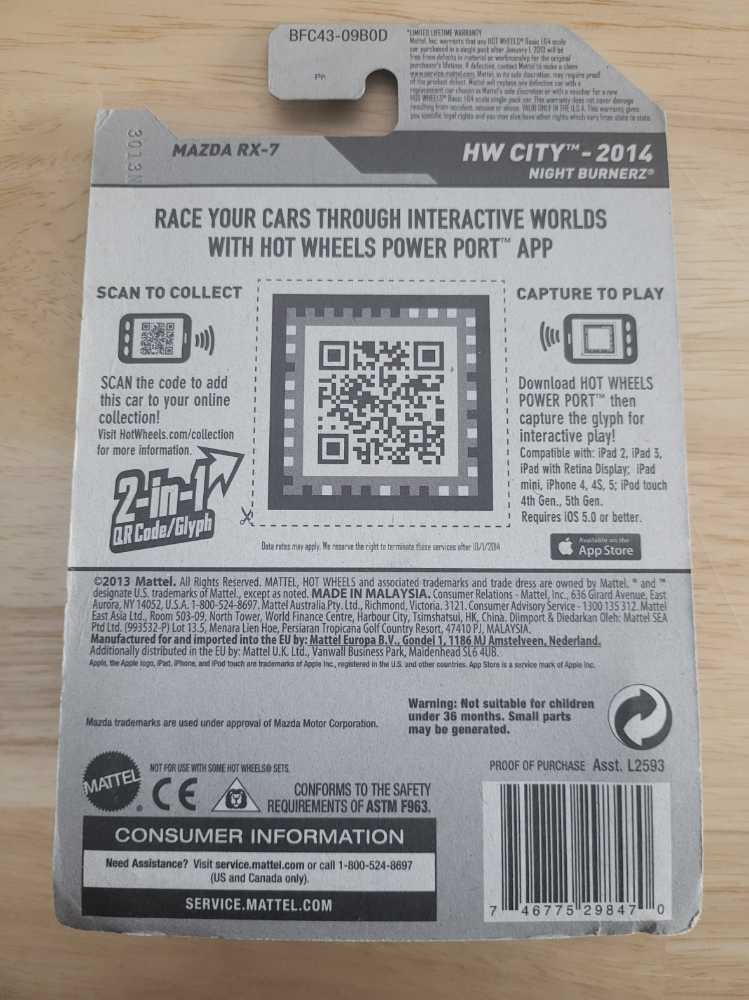 1/10 Mazda RX-7 - 2014 - HW City - Night Burnerz toy car collectible - Main Image 2