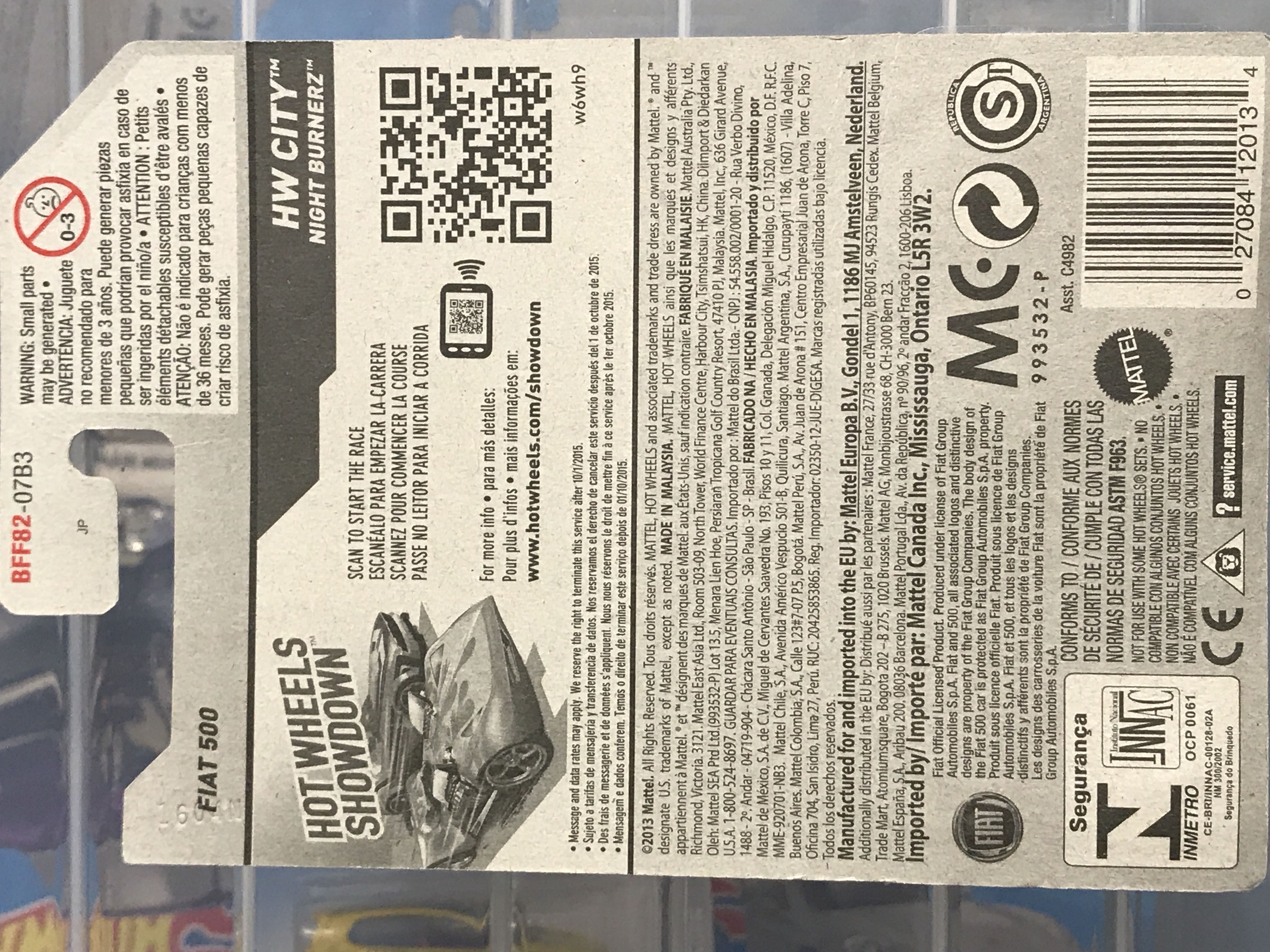 Fiat 500 - 2014 - HW CITY - NIGHTBURNERZ toy car collectible - Main Image 2