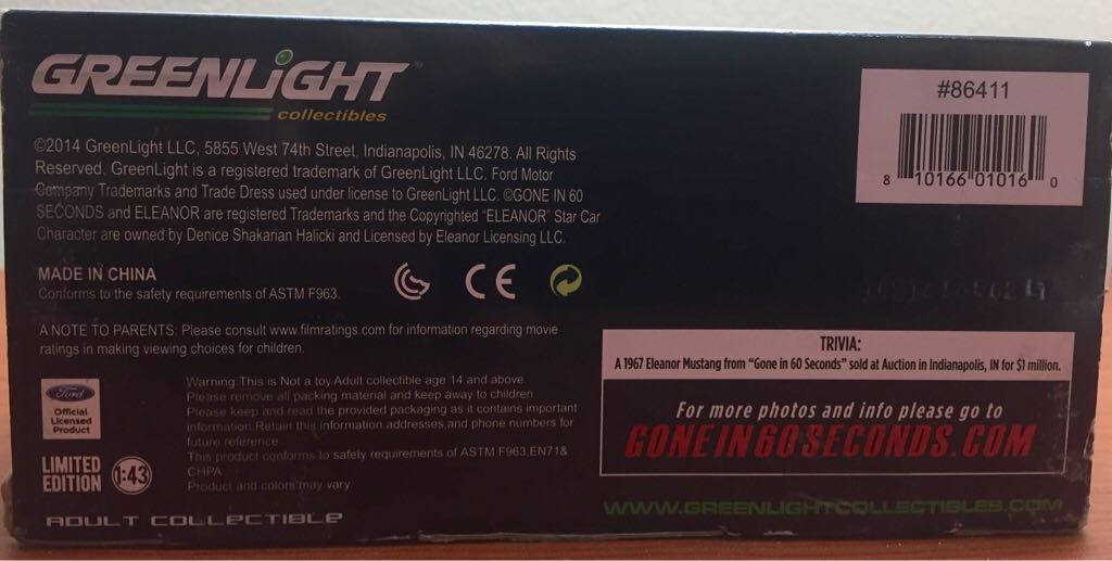 Ford Mustang - Eleanor - Ford toy car collectible - Main Image 2