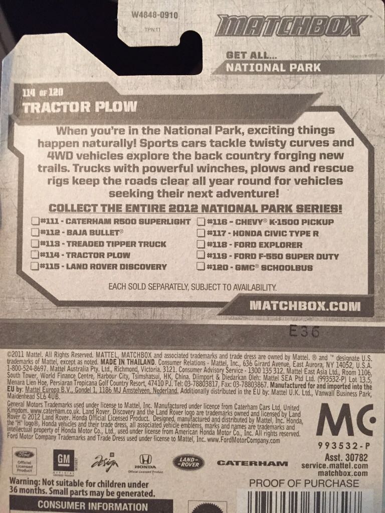 Tractor Plow - MBX National Park toy car collectible - Main Image 2