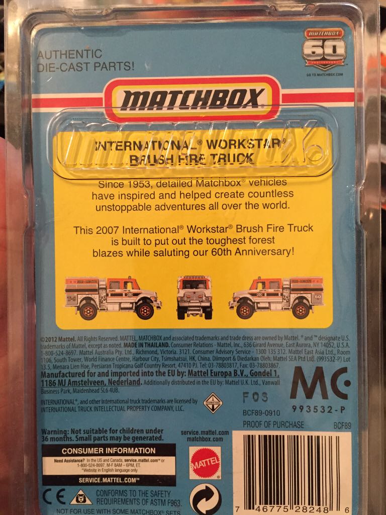 International Workstar Brush Fire Truck - Matchbox 60th Anniversary toy car collectible - Main Image 2