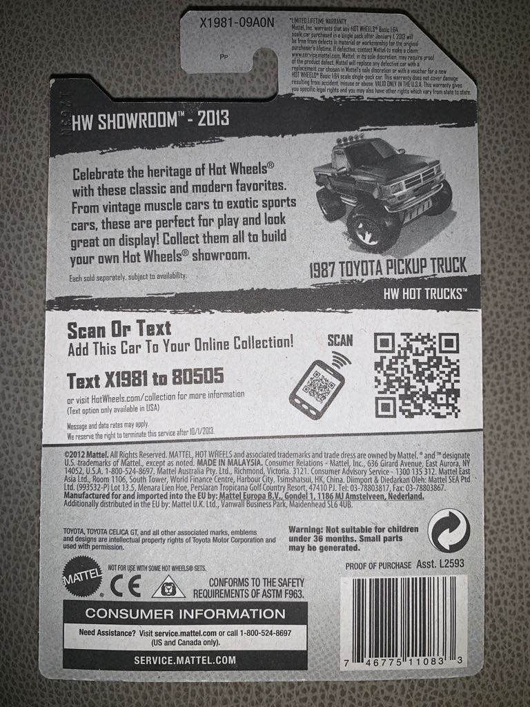 1987 Toyota Pickup Truck - HW Showroom - HW Hot Trucks ’13 toy car collectible - Main Image 2