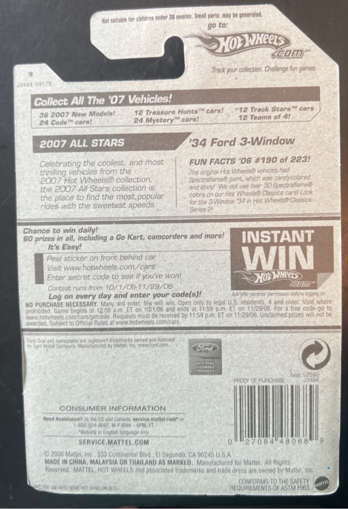 ’34 Ford 3-Window - Hot Wheels toy car collectible - Main Image 2