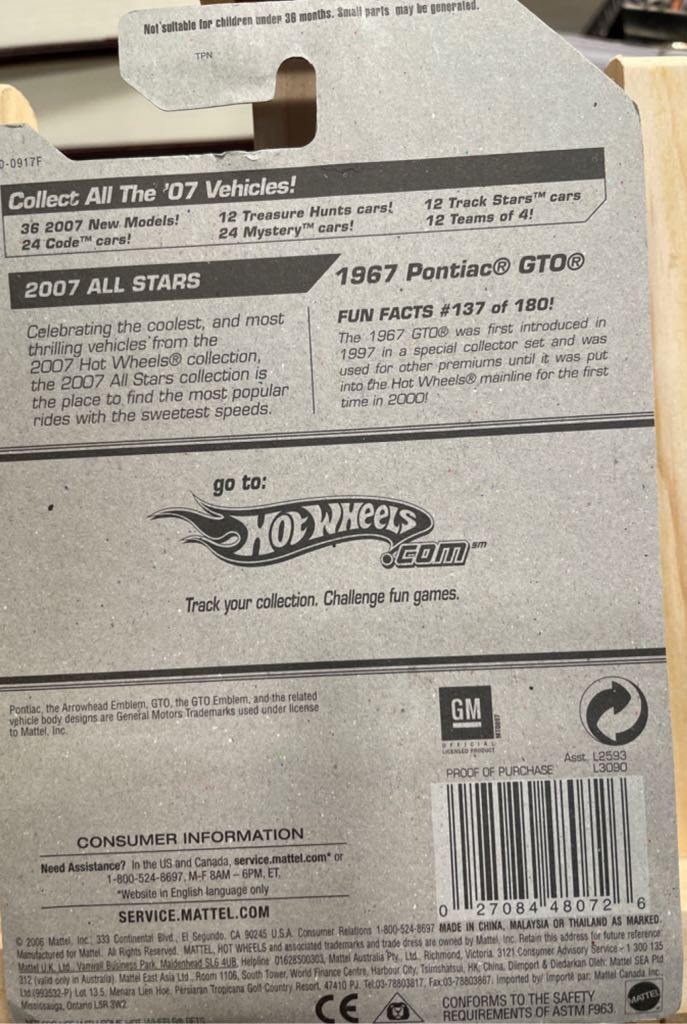 1967 Pontiac GTO - Hot Wheels Stars Series toy car collectible - Main Image 2