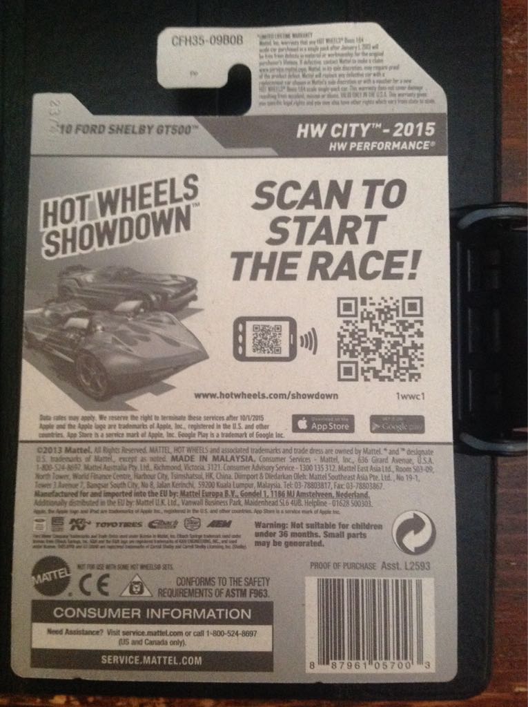 ’10 FORD SHELBY GT500 - HW City - 2015 HW Performance toy car collectible - Main Image 2