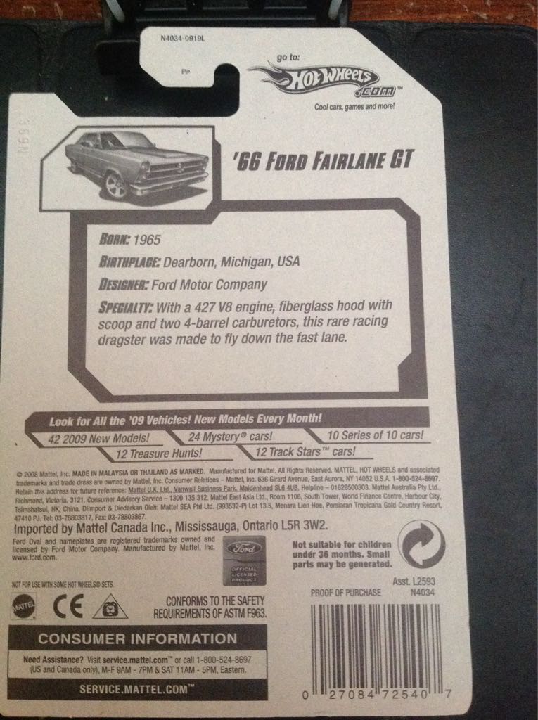 ’66 FORD FAIRLANE GT - 2009 New Models ’09 toy car collectible - Main Image 2