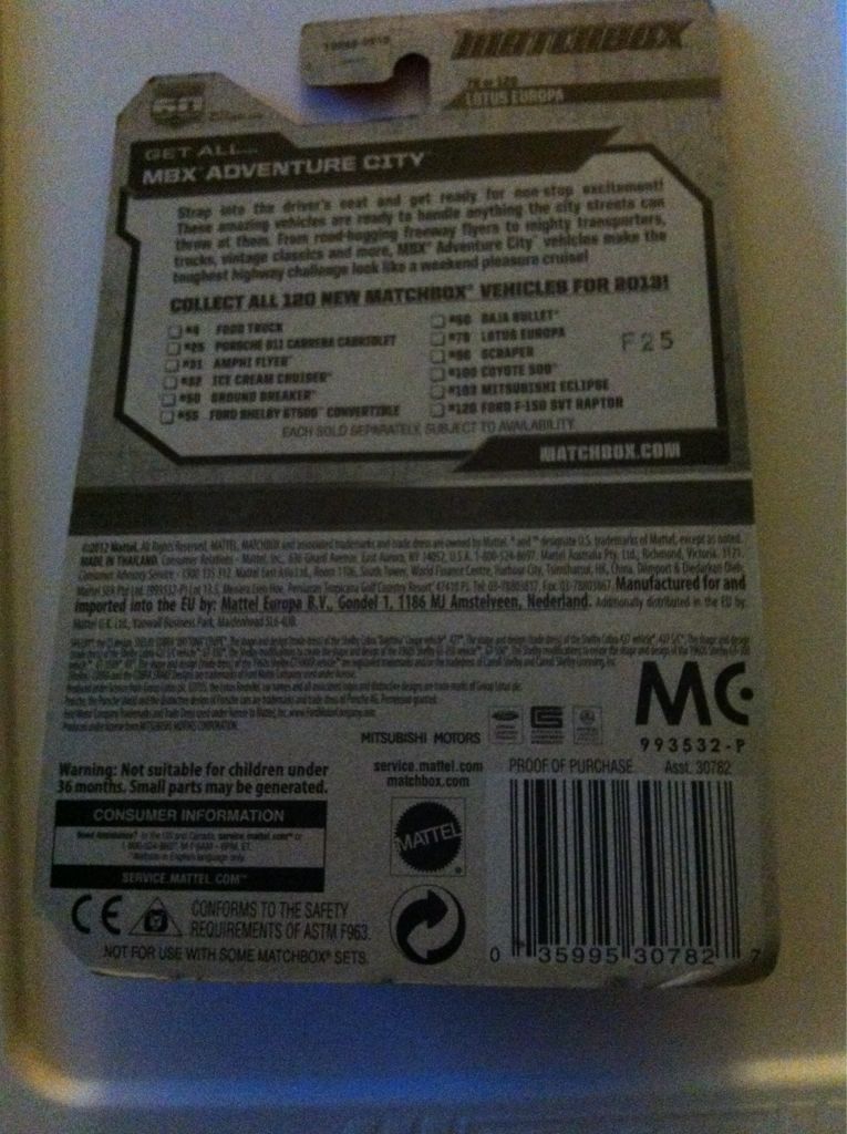 Lotus Europa (G) - MBX Adventure City toy car collectible - Main Image 2