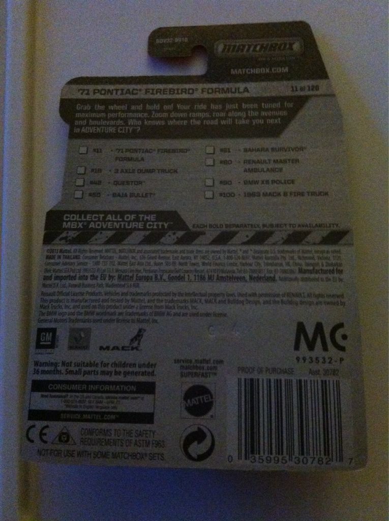 ’71 Pontiac Firebird Formula - MBX Adventure City toy car collectible - Main Image 2