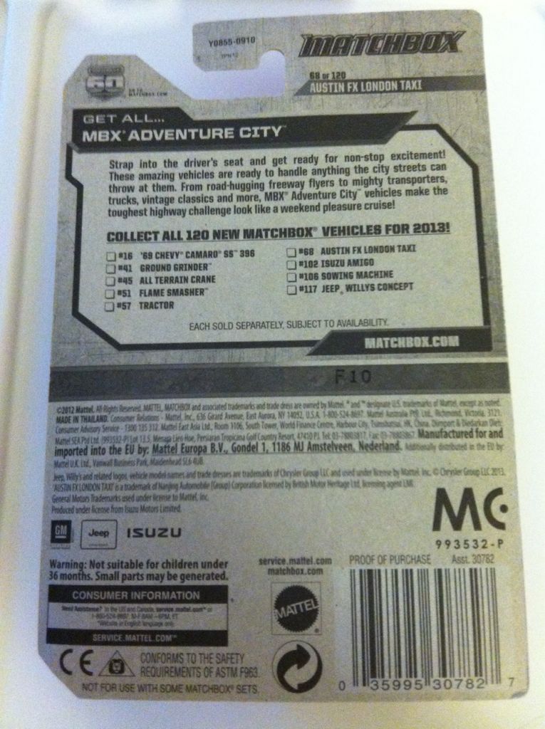 Austin FX London Taxi - MBX Adventure City toy car collectible - Main Image 2