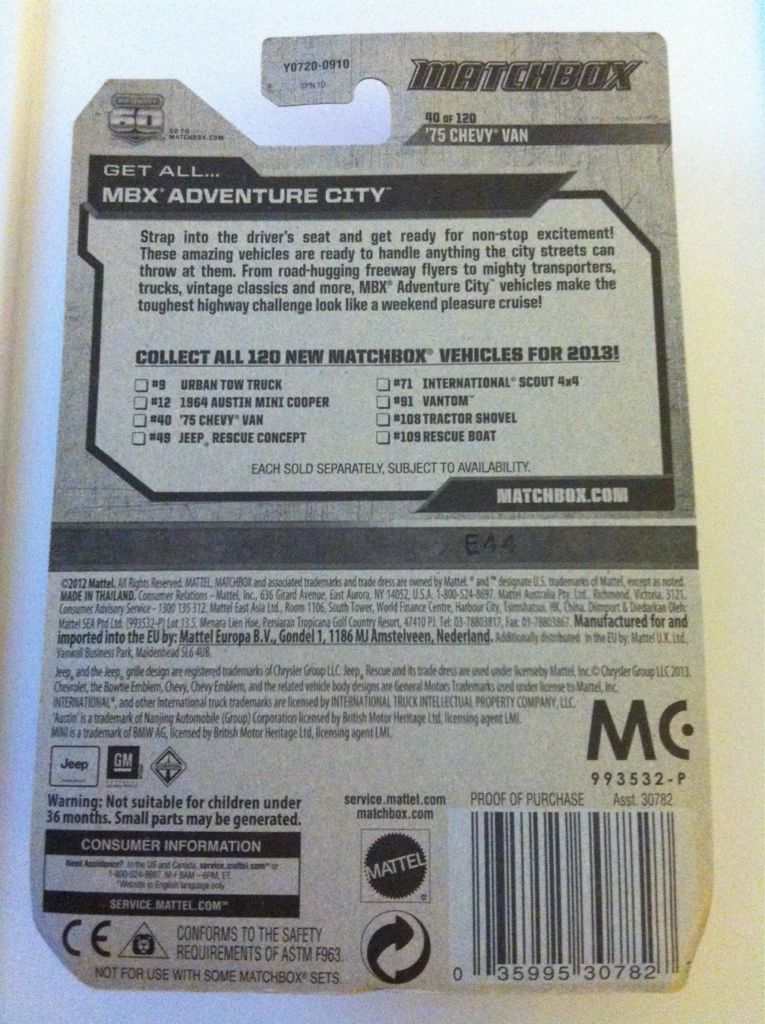 ’75 Chevy Van - MBX Adventure City toy car collectible - Main Image 2