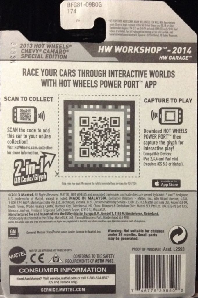 2013 Hot Wheels Chevy Camaro Special Edition - 2014 HW Workshop toy car collectible - Main Image 2