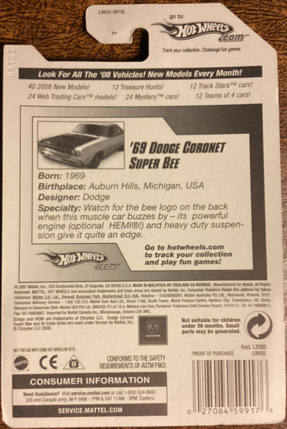 Dodge Coronet Super Bee ‘69 Asst L9920-0918B - 2008 New Models toy car collectible - Main Image 4