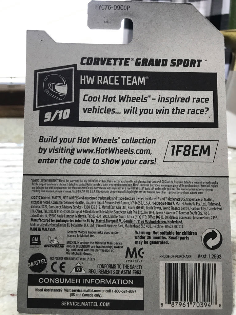 Corvette Grand Sport - 2019 - HW Race Team toy car collectible - Main Image 2