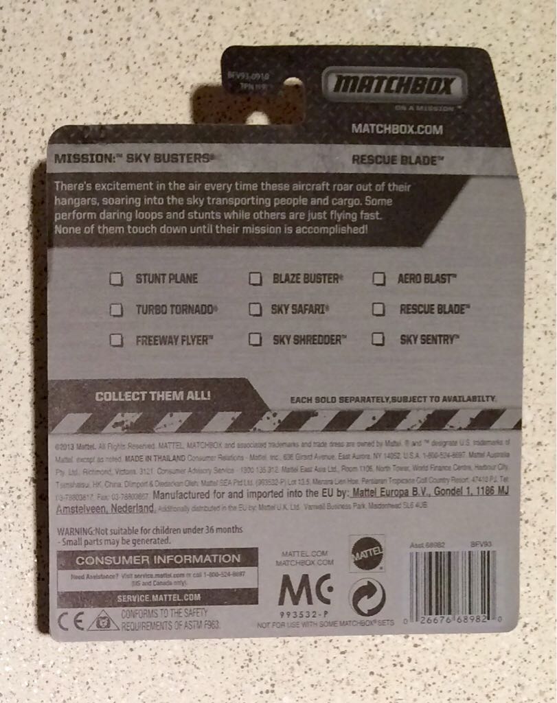 Matchbox Rescue Blade - MBX Skybusters On A Mission toy car collectible - Main Image 2