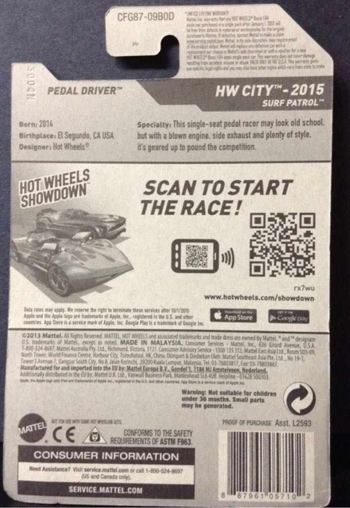 PEDAL DRIVER - 2015 Hw City toy car collectible - Main Image 2