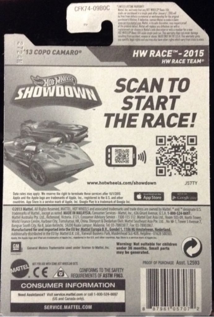 Hot Wheels COPO Camaro ‘13 - HW Race toy car collectible - Main Image 2