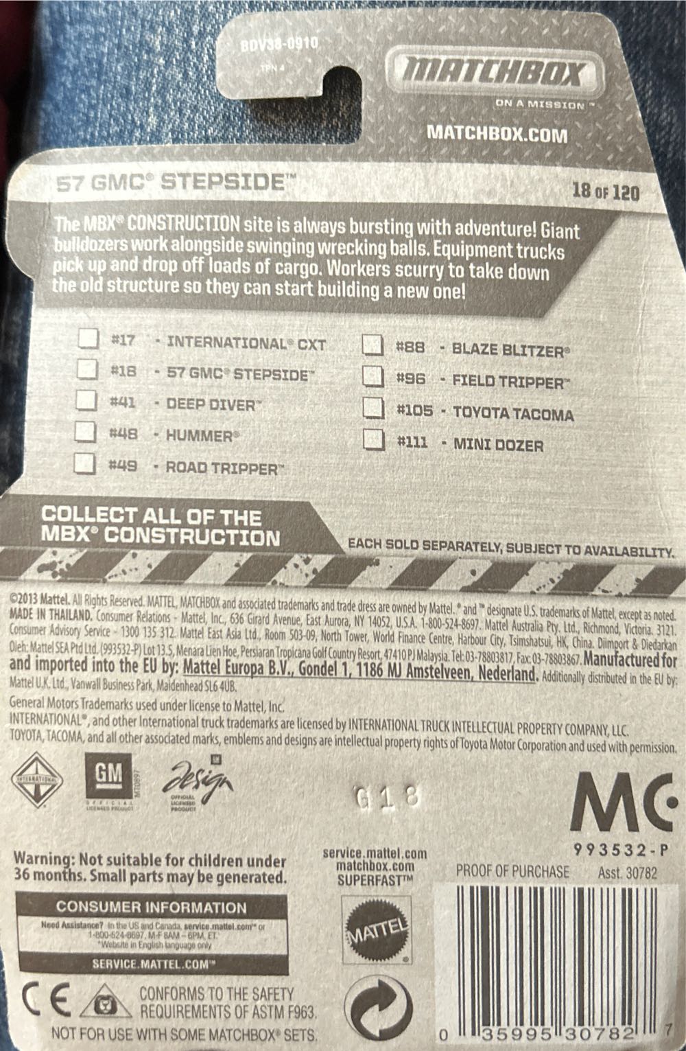 GMC Stepside 1957 - MBX Construction - 2014 toy car collectible - Main Image 3