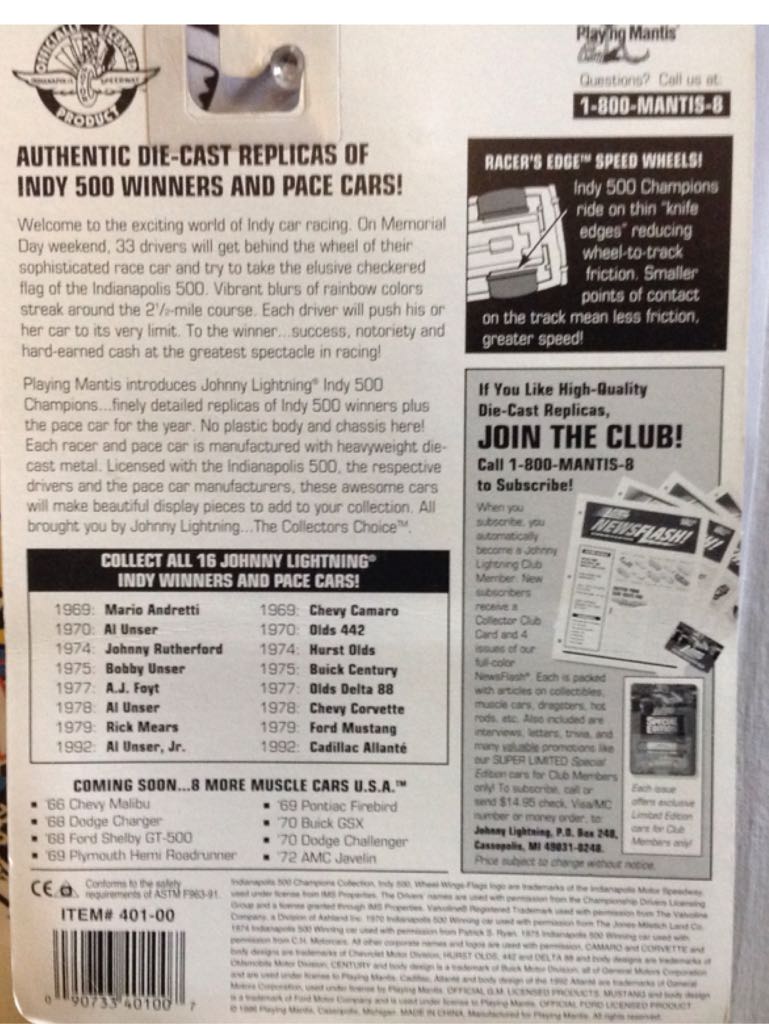 Johnny Lightning Indianapolis 500 1979  toy car collectible - Main Image 2