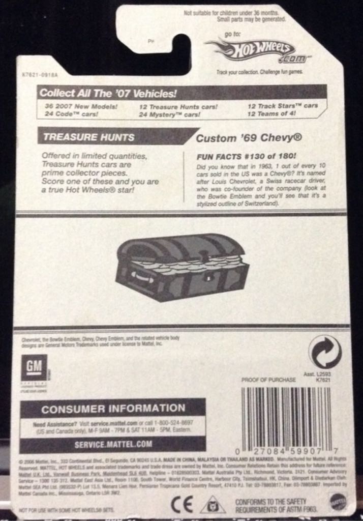 Custom ’69 Chevy - 2007 Treasure Hunter toy car collectible - Main Image 2