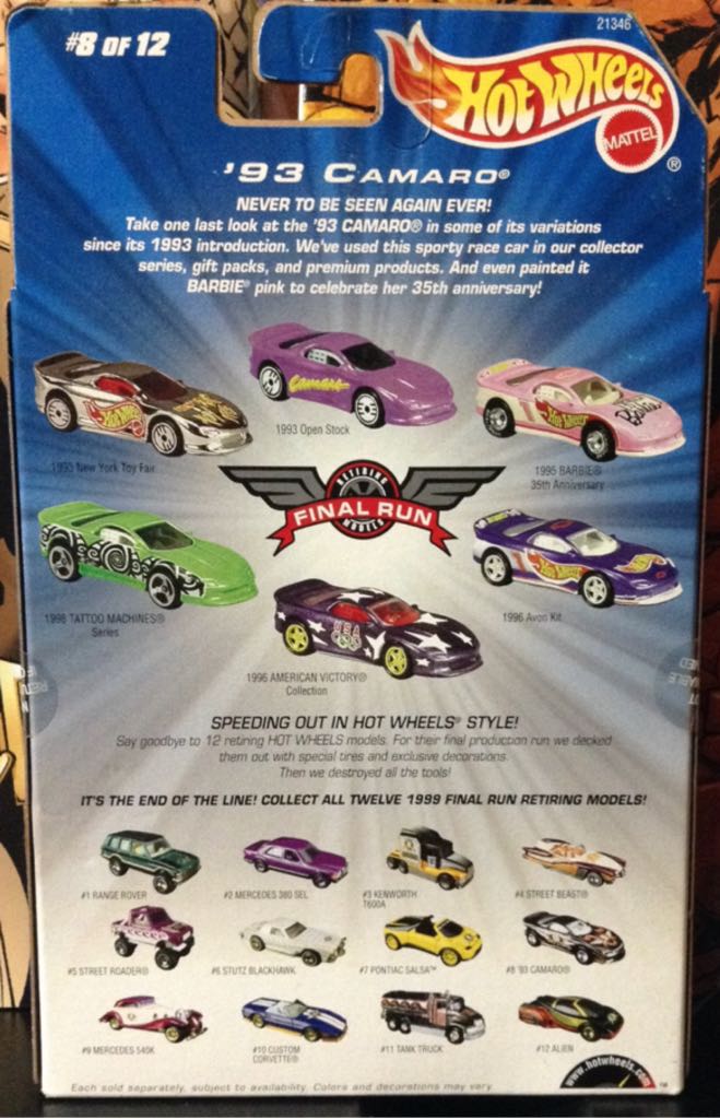 Camaro (’93) - 1999 Final Run toy car collectible - Main Image 2